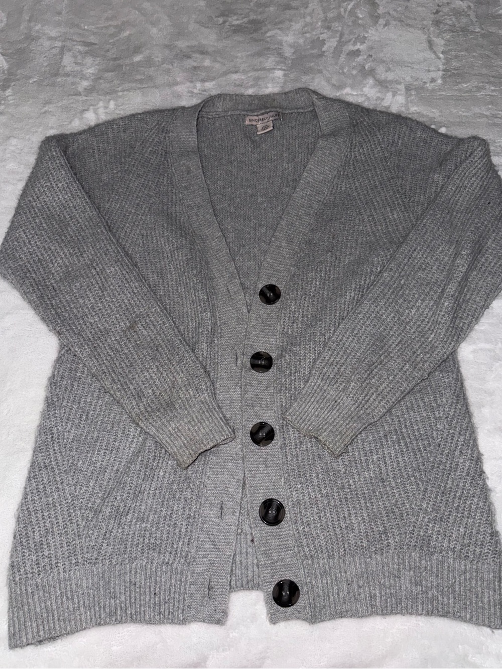 Sincerly Jules Grey Chunky Button Cardigan